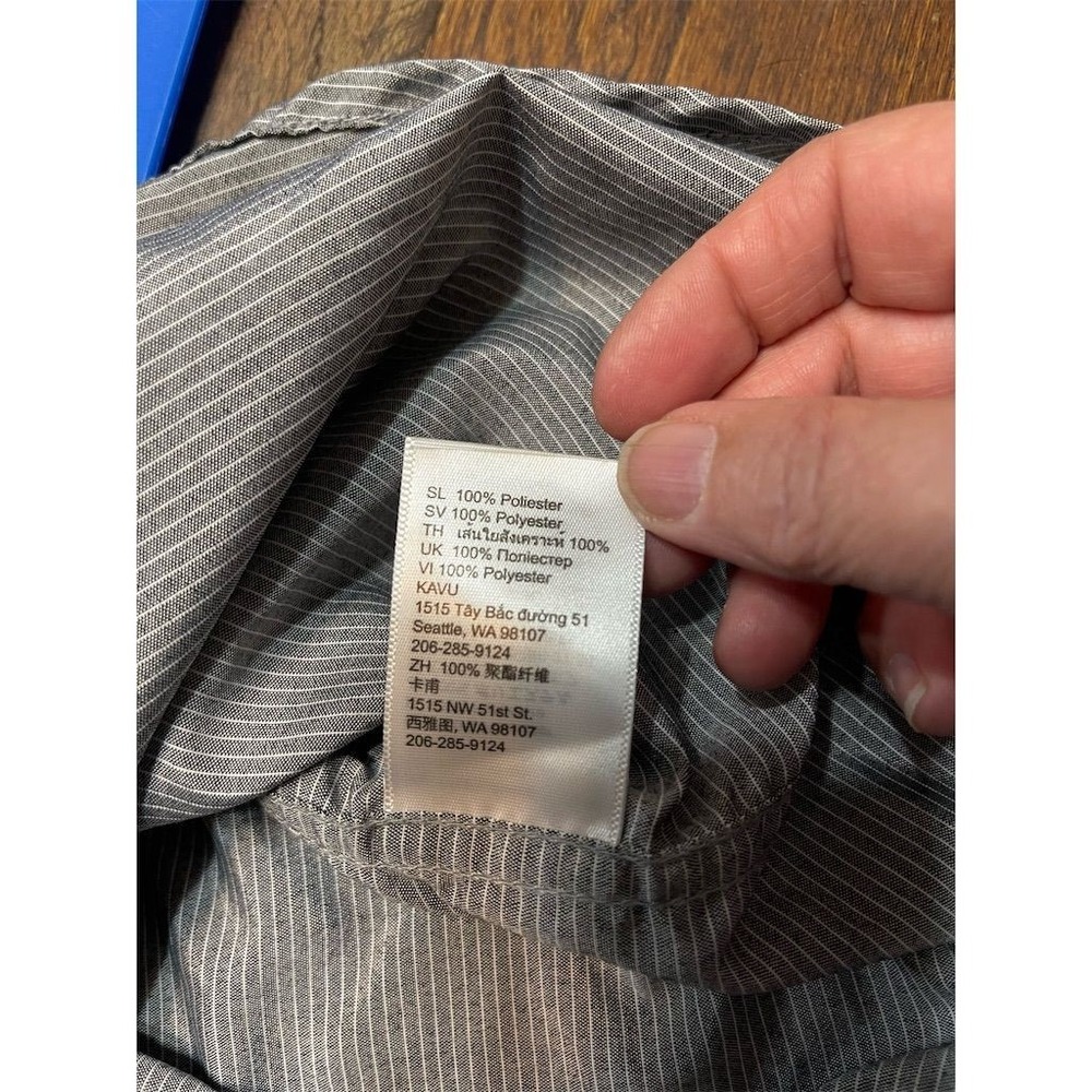 KAVU Men's Striped Short Sleeve Button-Up Shirt Gray Size M Casual - Picture 9 of 11